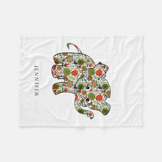 Niedlicher, farbenfroher Blumenjunge Elefant Fleecedecke (Vorderseite (Horizontal))