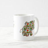 Niedlicher, farbenfroher Blumenjunge Elefant Kaffeetasse (VorderseiteRechts)
