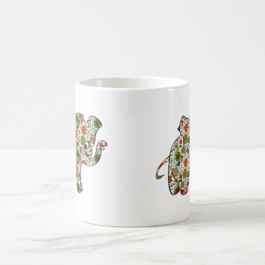 Niedlicher, farbenfroher Blumenjunge Elefant Kaffeetasse (Mittel)