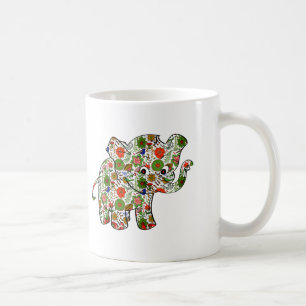 Niedlicher, farbenfroher Blumenjunge Elefant Kaffeetasse