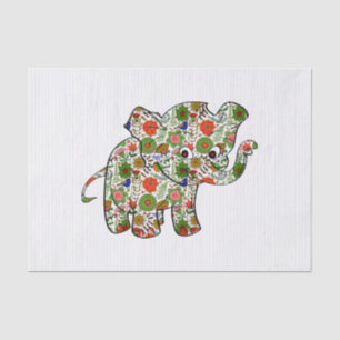 Niedlicher, farbenfroher Blumenjunge Elefant Seidenpapier