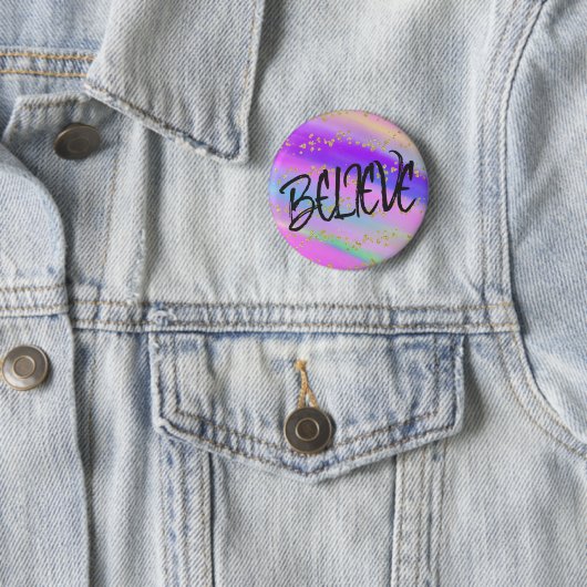 Niedlicher, farbenfroher Glaube Gold Glitzer Button (Beispiel)