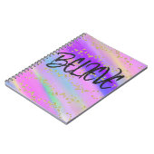 Niedlicher, farbenfroher Glaube Gold Glitzer Notizblock (Linke Seite)