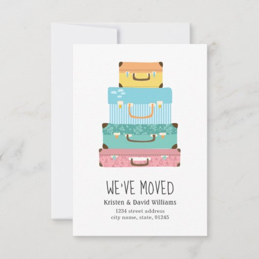 Niedlicher, farbenfroher Koffer Wir haben uns bewe Ankündigung (Vorderseite)