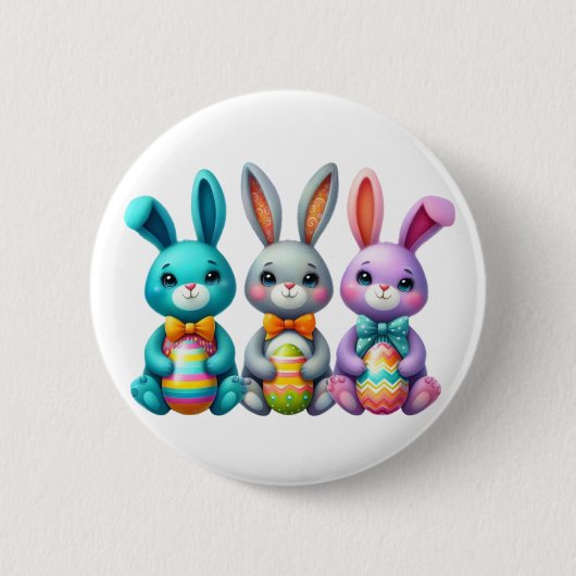 Niedlicher, farbenfroher Osterhase 3 Button (Vorderseite)