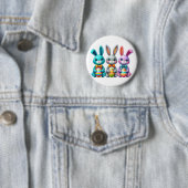 Niedlicher, farbenfroher Osterhase 3 Button (Beispiel)