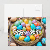 Niedlicher, farbenfroher Osterurlaub Postkarte (Vorne/Hinten)