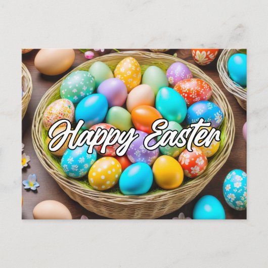 Niedlicher, farbenfroher Osterurlaub Postkarte (Vorderseite)