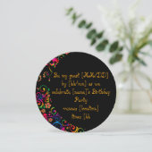 Niedlicher, farbenfroher, rosa und gelber Geburtse Einladung (Stehend Vorderseite)