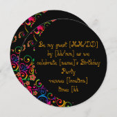 Niedlicher, farbenfroher, rosa und gelber Geburtse Einladung (Vorne/Hinten)