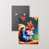 Niedlicher farbenfroher sitzender Eichhörnchen Button (Vorderseite/Rückseite)