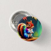 Niedlicher farbenfroher sitzender Eichhörnchen Button (Vorne & Hinten)