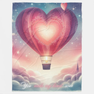 Niedlicher, farbenfroher Valentiner Herzballon Fleecedecke