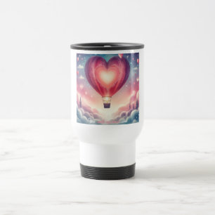 Niedlicher, farbenfroher Valentiner Herzballon Reisebecher