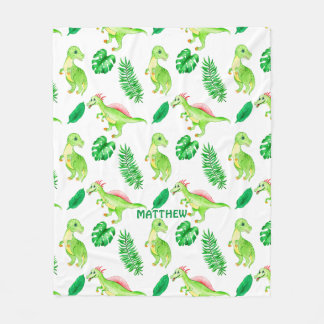 Niedlicher, farbenfroher Watercolor-Muster Dinosau Fleecedecke