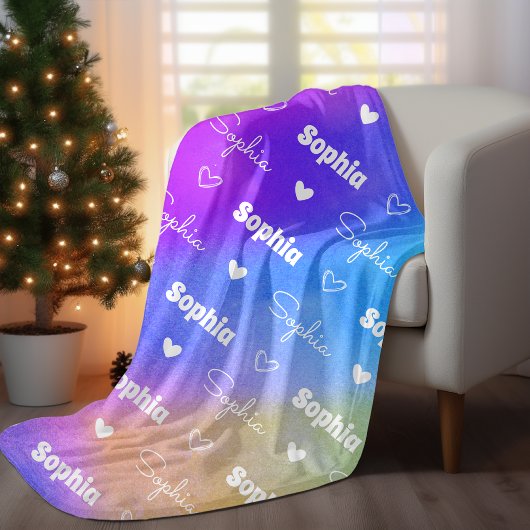 Niedlicher, farbig wiederholter Name personalisier Fleecedecke