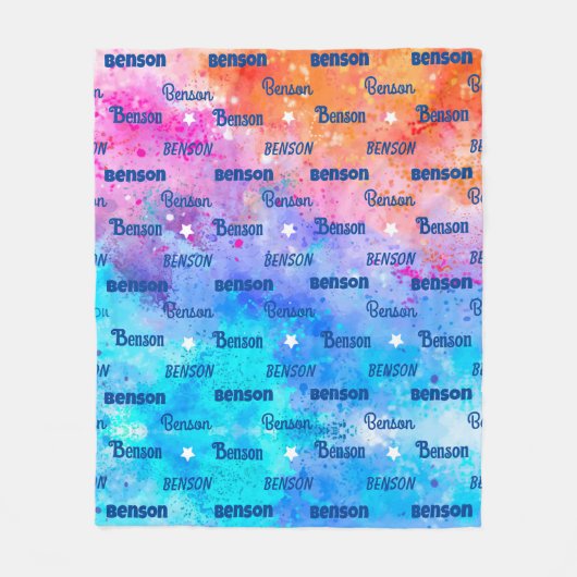 Niedlicher, farbig wiederholter Name personalisier Fleecedecke (Vorderseite)
