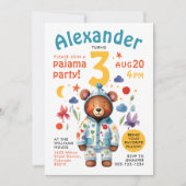 Niedlicher farbiger Bär Pajama Geburtstag Wasserfa Einladung (Vorderseite)