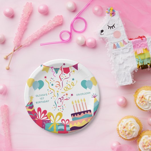 Niedlicher, farbiger, benutzerdefinierter Text der Pappteller (Party)