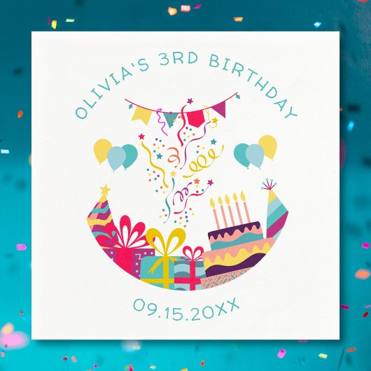 Niedlicher, farbiger, benutzerdefinierter Text der Serviette