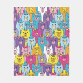 Niedlicher farbiger Cartoon Cats Muster Fleecedecke (Vorderseite)