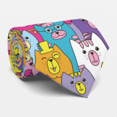 Niedlicher farbiger Cartoon Cats Muster Krawatte (Gerollt)
