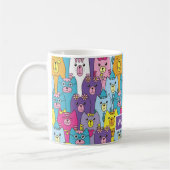 Niedlicher farbiger Cartoon Cats Muster Name hinzu Kaffeetasse (Links)