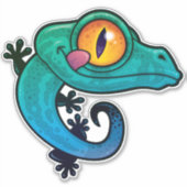 Niedlicher farbiger Cartoon Gecko Aufkleber (Vorderseite)