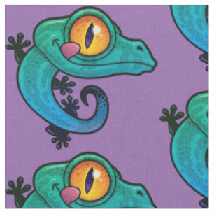 Niedlicher farbiger Cartoon Gecko Stoff