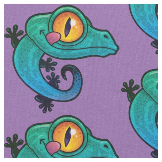 Niedlicher farbiger Cartoon Gecko Stoff (Nahaufnahme)