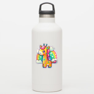 Niedlicher farbiger Cartoon Giraffe Regenbogen Hin Aufkleber