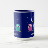 Niedlicher farbiger Cartoon Owls Night Shift Tasse (Zentrum)