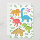 Niedlicher farbiger Dinosaurier Geburtstag Einladung (Rückseite)