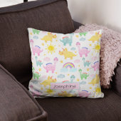 Niedlicher farbiger Dinosaurier-Muster Mädchenname Kissen