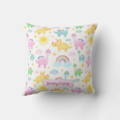 Niedlicher farbiger Dinosaurier-Muster Mädchenname Kissen (Rückseite)