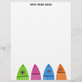 Niedlicher, farbiger Fisch Personalisierter Letter Briefbogen