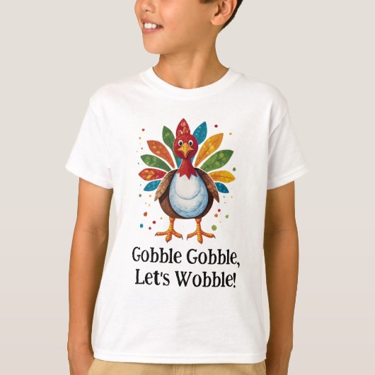 Niedlicher farbiger Goble Türkei Erntedank T-Shirt (Vorderseite)