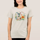 Niedlicher farbiger Hummingbird-Blumenstrauß Tri-Blend Shirt (Vorderseite)