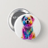 Niedlicher farbiger Hund Button (Vorne & Hinten)