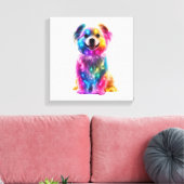 Niedlicher farbiger Hund Leinwanddruck (Insitu (Wohnzimmer))