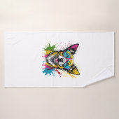 Niedlicher, farbiger Hund mit Sonnenbrille Badehandtuch (Badehandtuch)