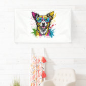 Niedlicher, farbiger Hund mit Sonnenbrille Banner (Insitu)