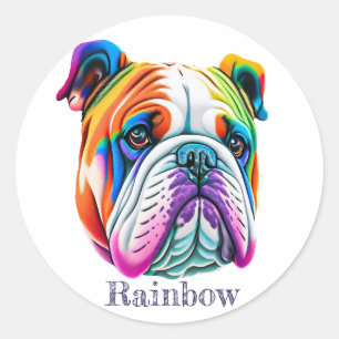 Niedlicher farbiger Hund, Regenbogen Runder Aufkleber