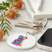 Niedlicher farbiger Hund Schlüsselanhänger (Vorderseite rechts)