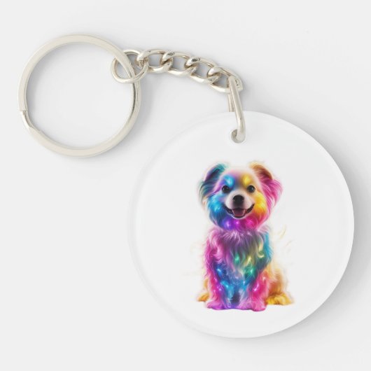 Niedlicher farbiger Hund Schlüsselanhänger (Vorderseite)