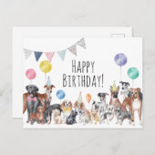 Niedlicher farbiger Hund zum Geburtstag Postkarte (Vorne/Hinten)