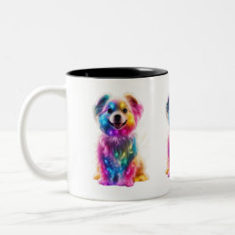 Niedlicher farbiger Hund Zweifarbige Tasse