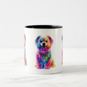 Niedlicher farbiger Hund Zweifarbige Tasse (Mittel)