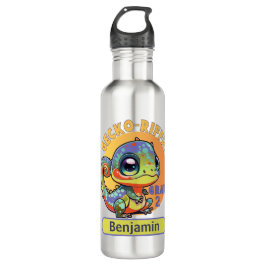 Niedlicher farbiger Kawaii Gecko Name der benutzer Edelstahlflasche