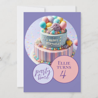 NIEDLICHER FARBIGER KINDERGEBURTSTAG CAKE PARTY EINLADUNG